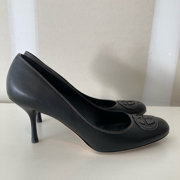 VINTAGE GUCCI FLAWLESS PRE-LOVED BLACK LEATHER GUCCI SIZE 10B HEEL HGT 3 INCHES - Picture 5 of 8